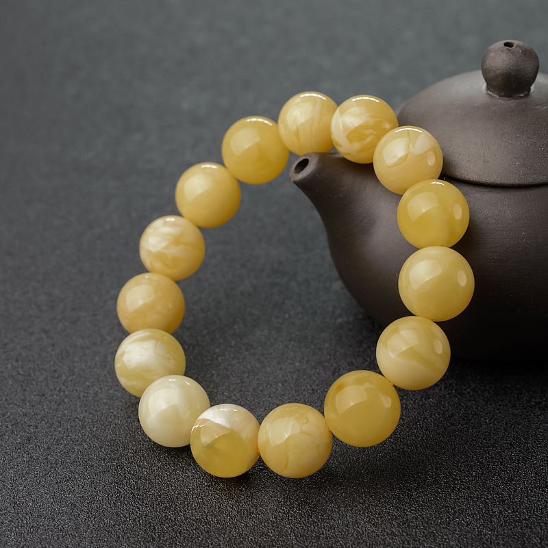 波罗的海天然白花蜜蜜蜡手串-红掌柜