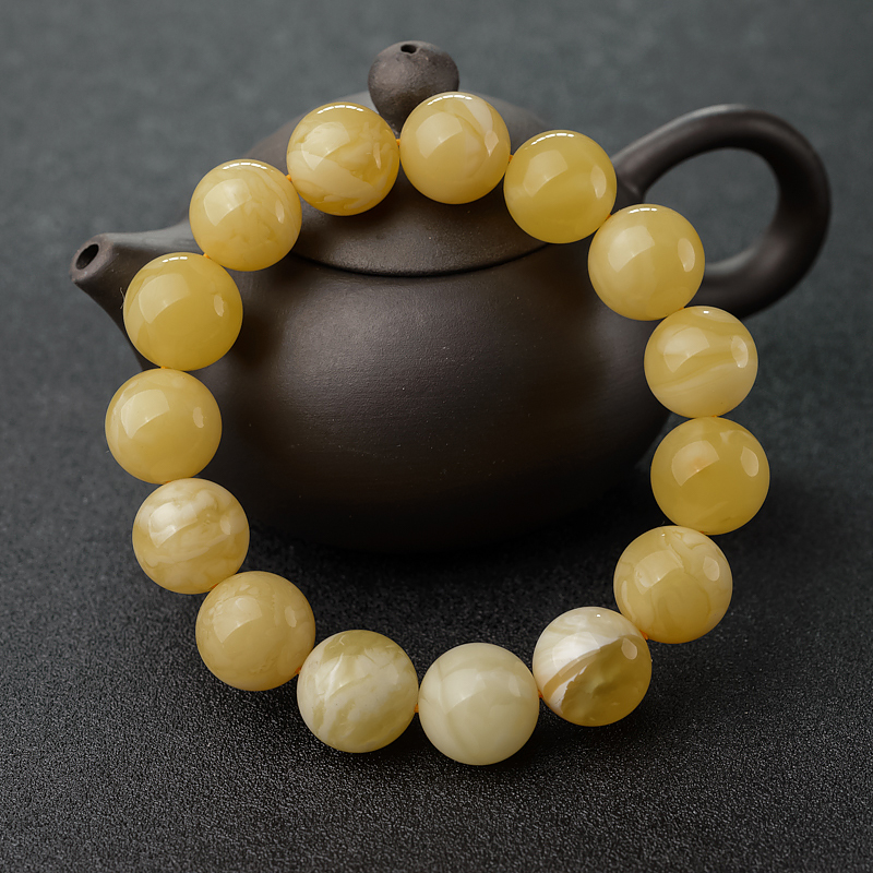 15mm波罗的海白花蜜蜜蜡手串-红掌柜