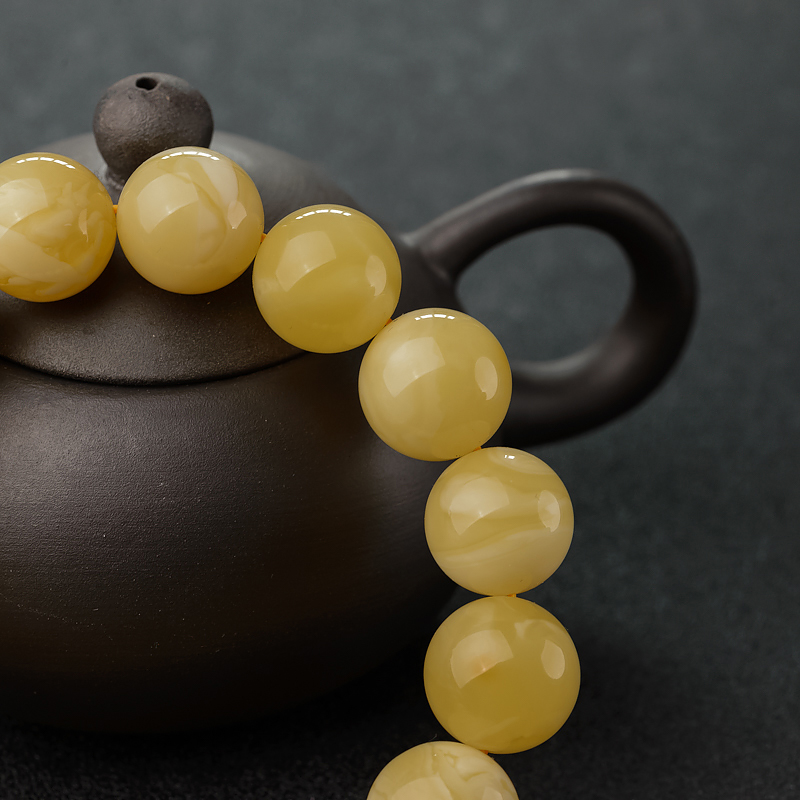 15mm波罗的海天然蜜蜜蜡手串-红掌柜