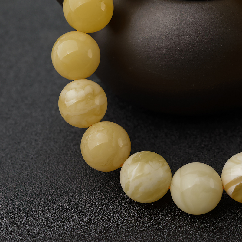 天然白花蜜蜜蜡手串-红掌柜