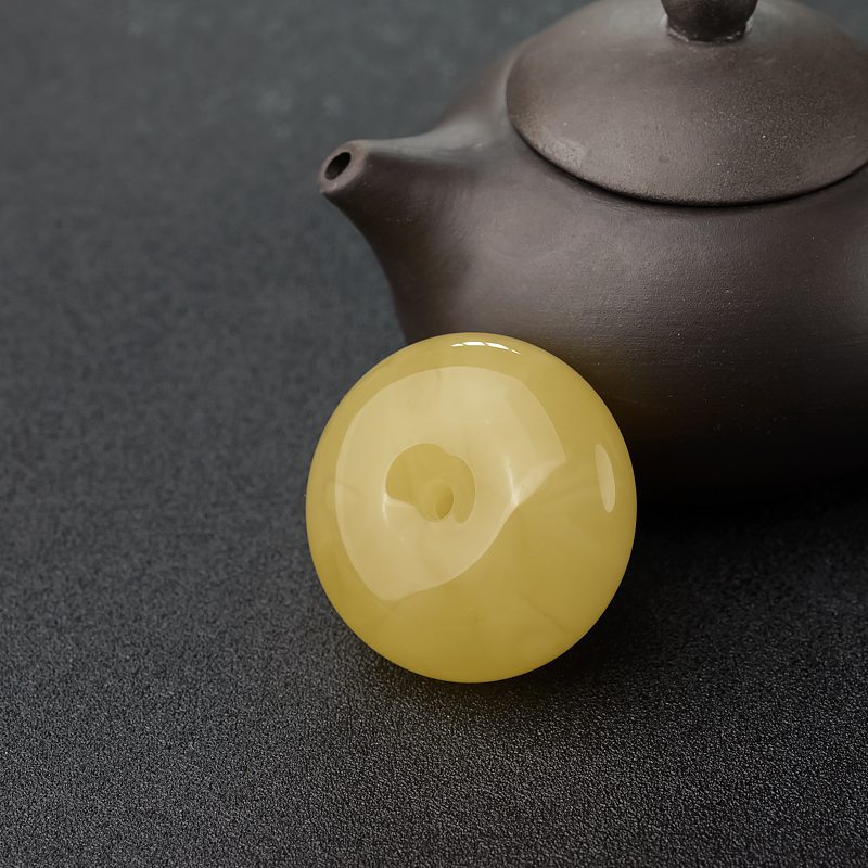 天然鸡油黄蜜蜡平安扣吊坠-红掌柜