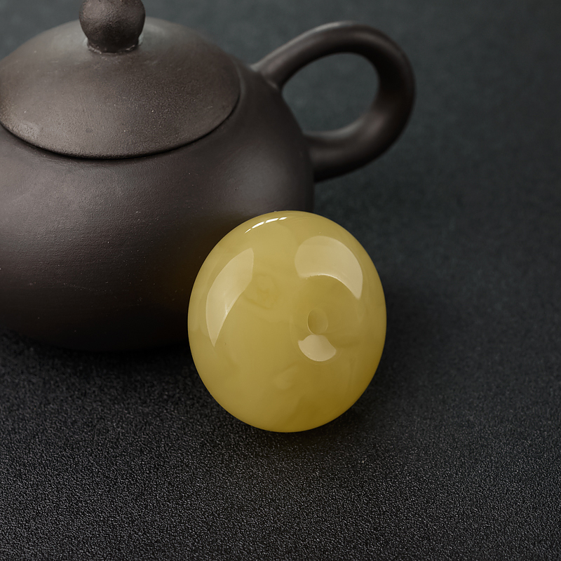 波罗的海鸡油黄蜜蜡平安扣吊坠-红掌柜