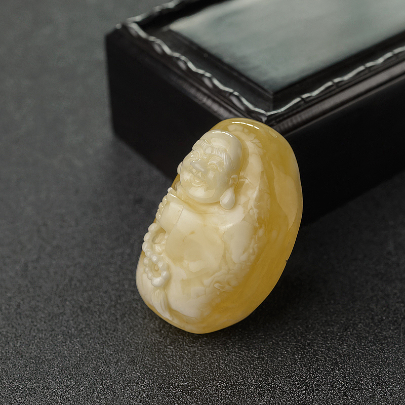 蜜蜡弥勒佛吊坠-红掌柜