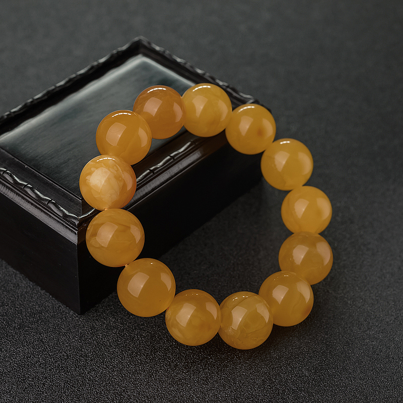 16.5mm鸡油黄蜜蜡手串-红掌柜