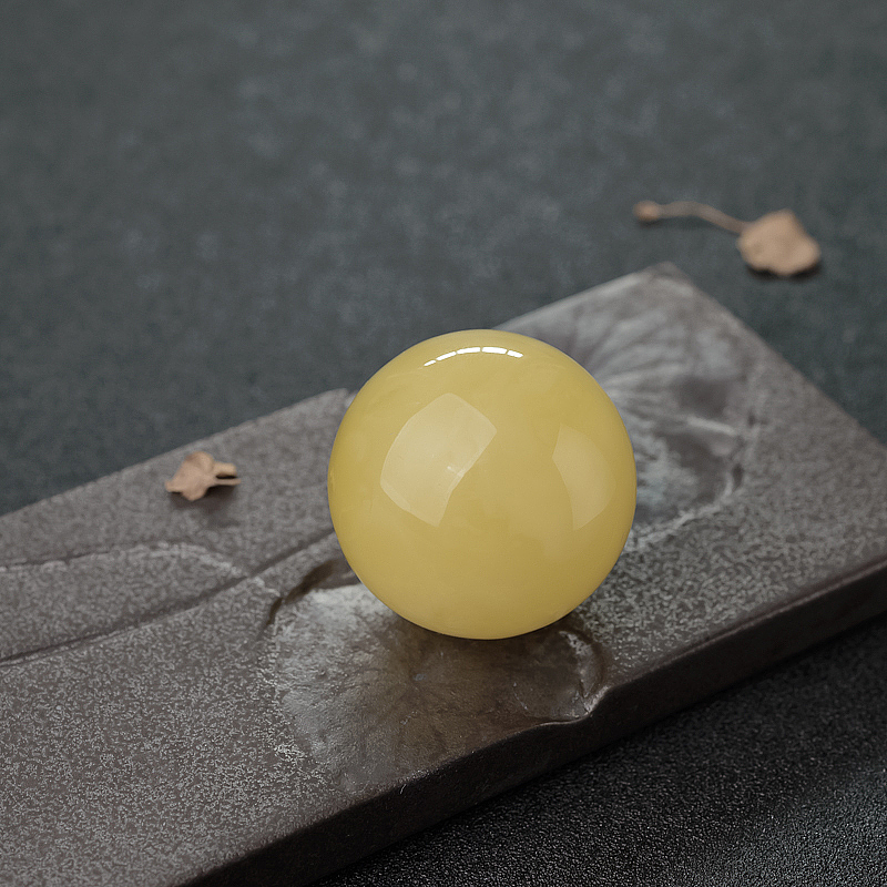 鸡油黄蜜蜡圆珠-红掌柜