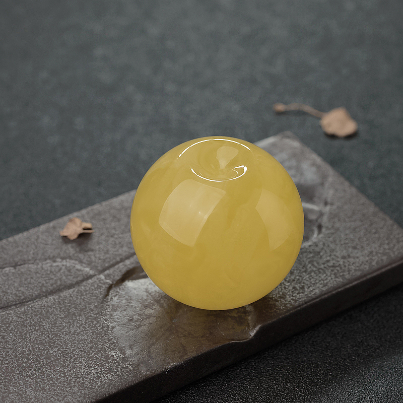 鸡油黄蜜蜡苹果珠-红掌柜