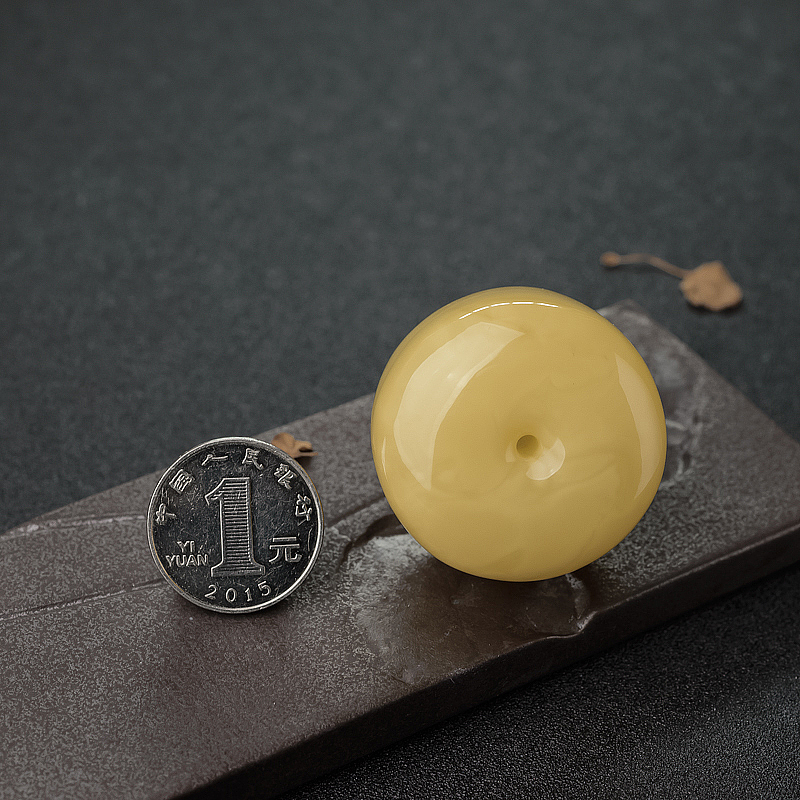 鸡油黄蜜蜡鼓珠-红掌柜