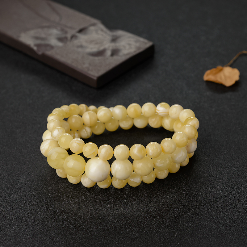 天然白花蜜蜡塔链-红掌柜