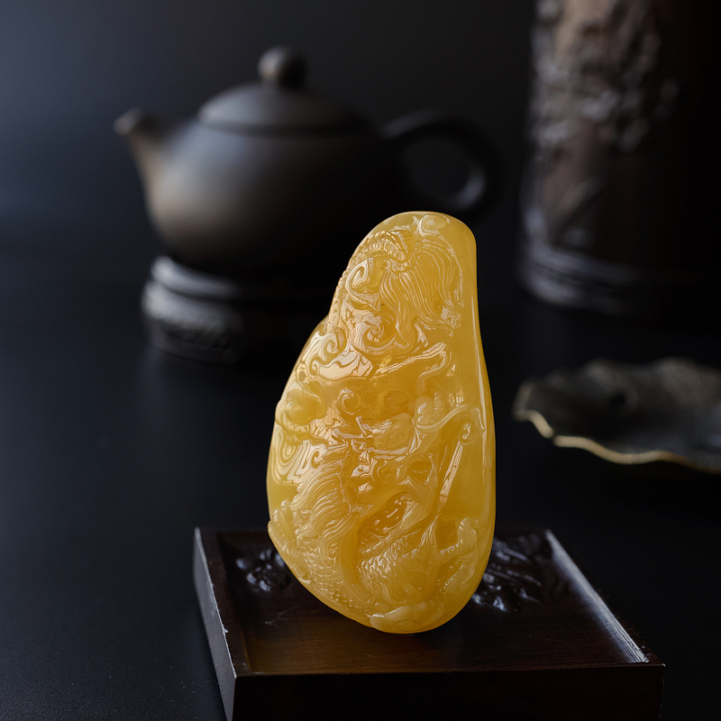 蜜蜡龙吊坠-红掌柜