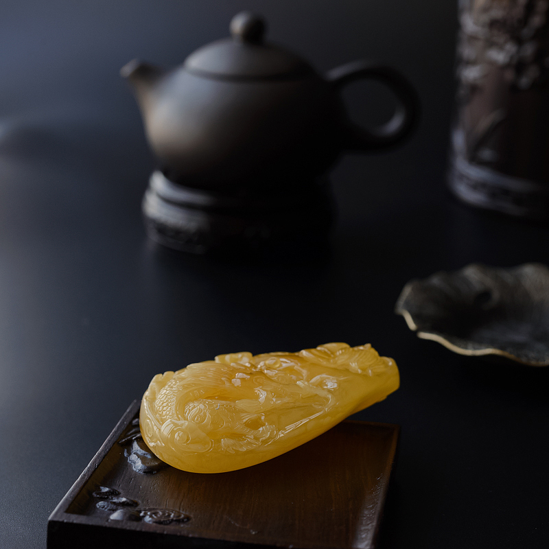 鸡油黄蜜蜡吊坠-红掌柜