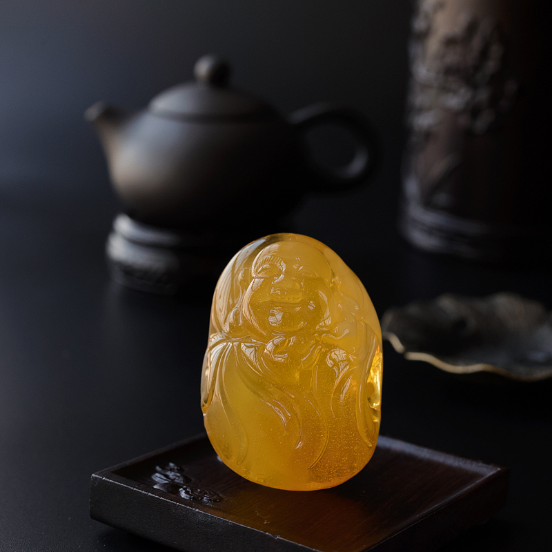 蜜蜡弥勒佛吊坠-红掌柜