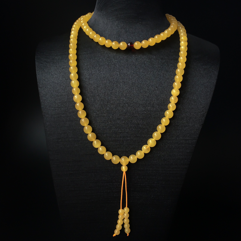 7.5mm鸡油黄蜜蜡佛珠-红掌柜