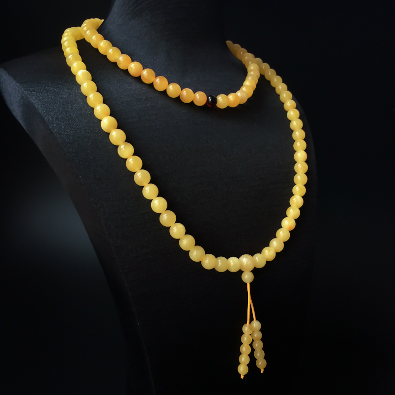 8mm鸡油黄佛珠-红掌柜