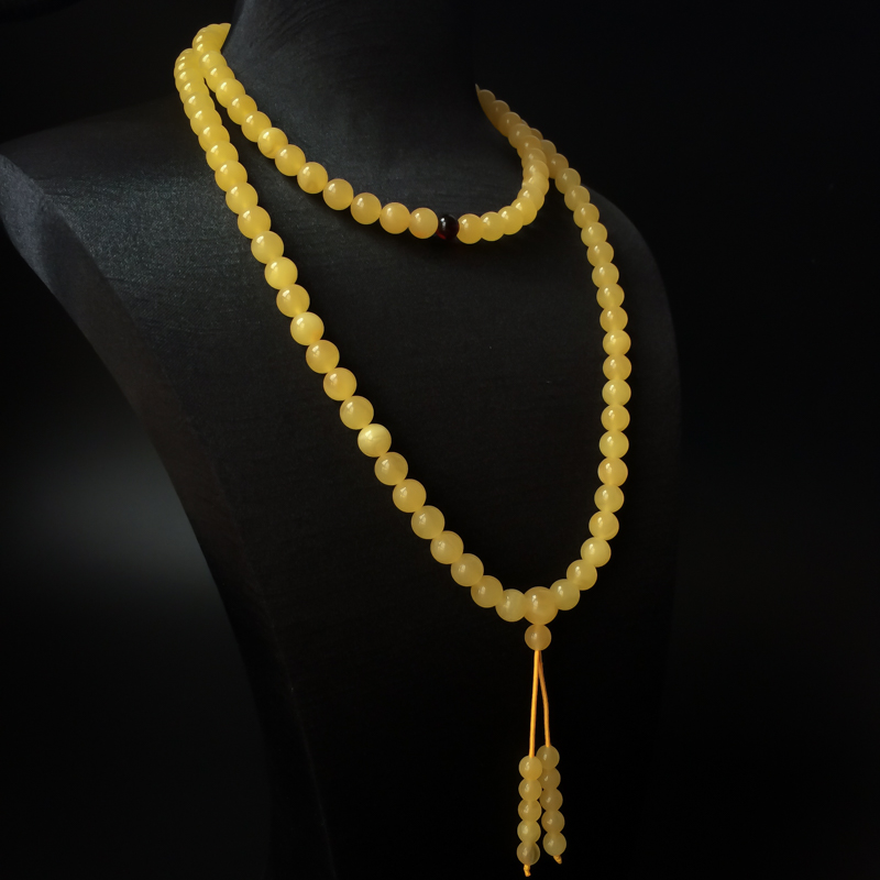 8mm鸡油黄佛珠-红掌柜