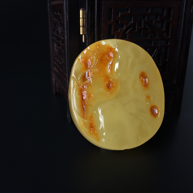 波罗的海天然鸡油黄蜜蜡佛吊坠-红掌柜