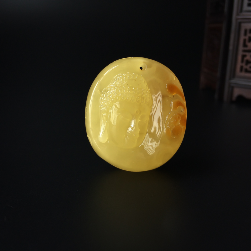 波罗的海天然满蜜鸡油黄蜜蜡佛吊坠-红掌柜