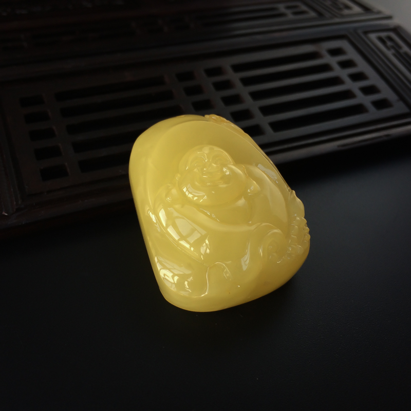 蜜蜡弥勒佛吊坠-红掌柜