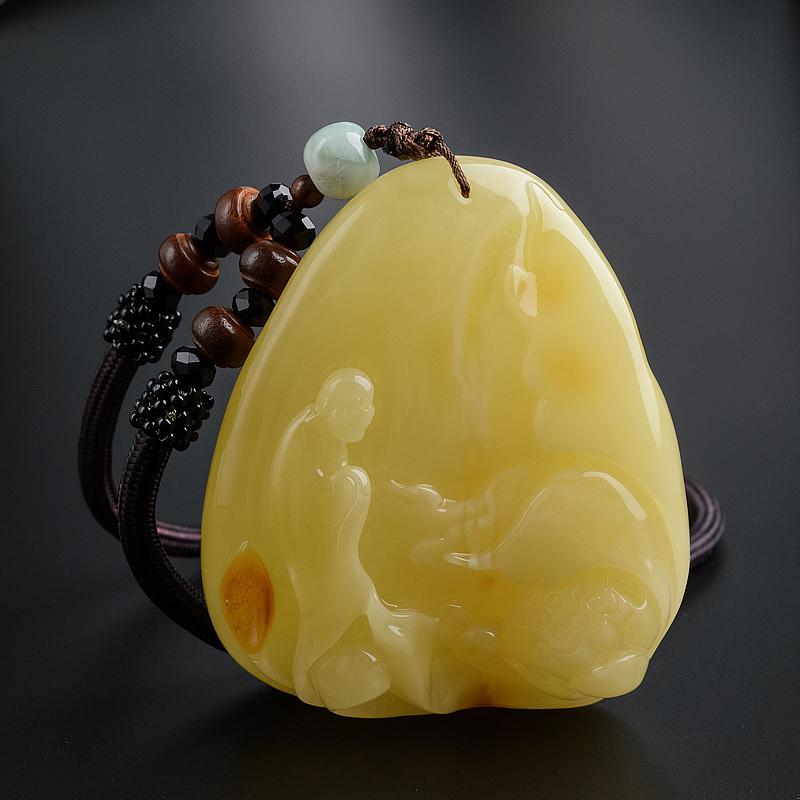 蜜蜡悟道摆件-红掌柜珠宝