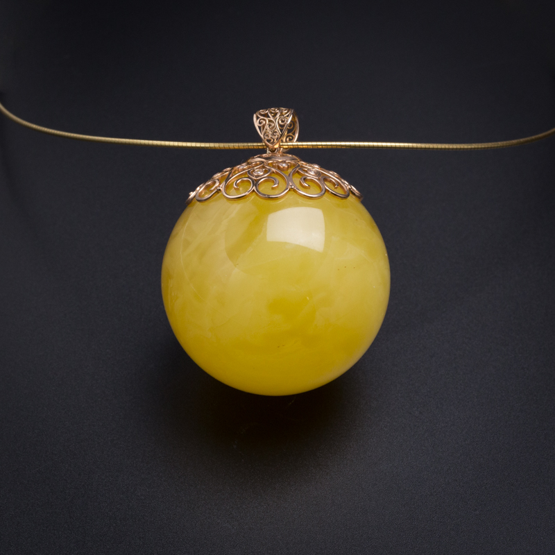 蜜蜡大圆珠吊坠 - 红掌柜