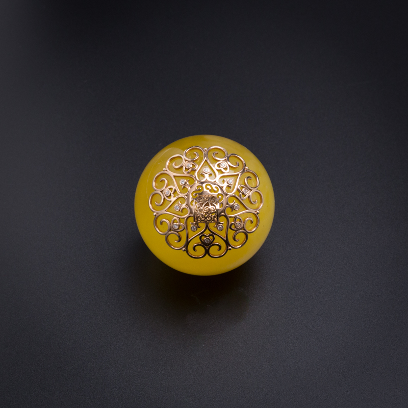 波罗的海天然18K金镶蜜蜡吊坠 - 红掌柜