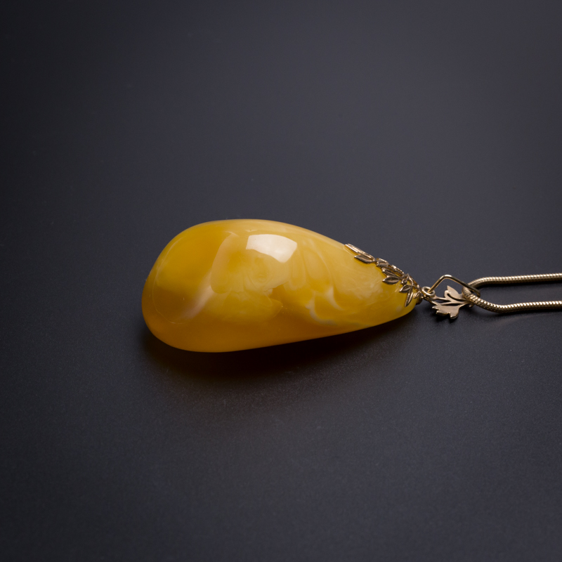 波罗的海天然14K金蜜蜡随形吊坠 - 红掌柜