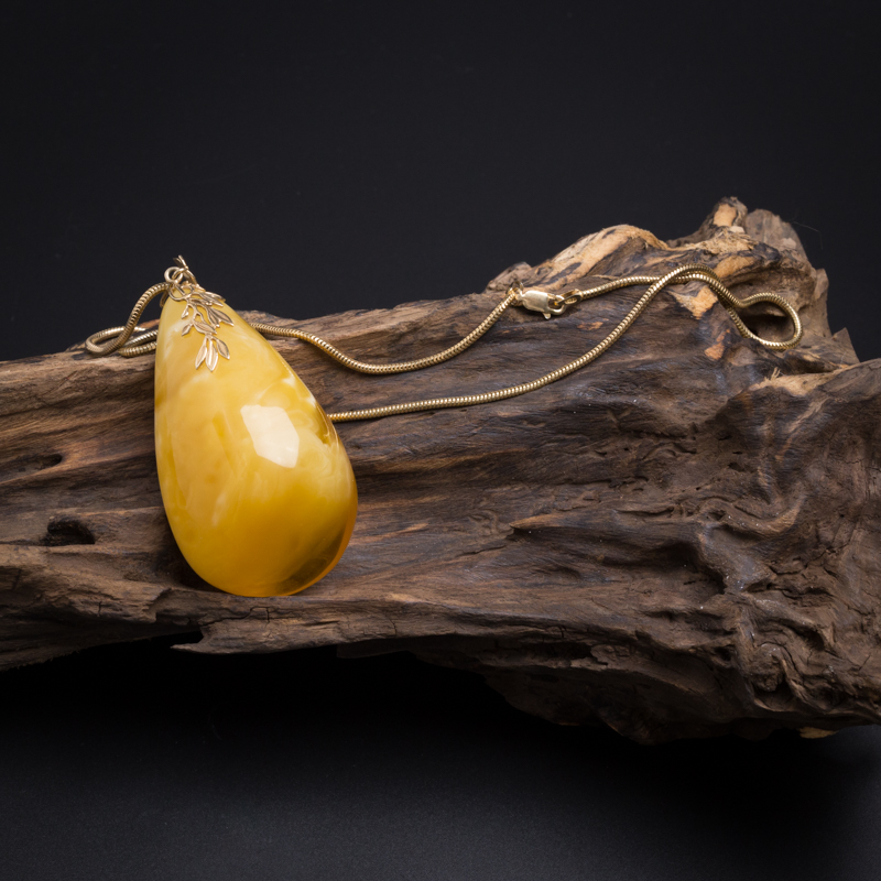 14K金蜜蜡随形吊坠 - 红掌柜