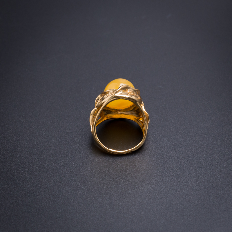 满蜜鸡油黄蜜蜡戒指 - 红掌柜