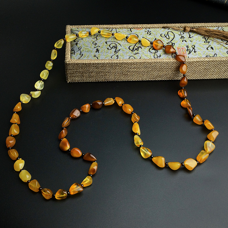 天然蜜蜡随形项链-红掌柜