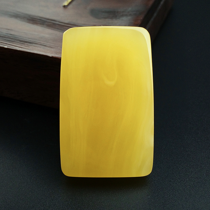 天然鸡油黄蜜蜡方牌吊坠 - 红掌柜