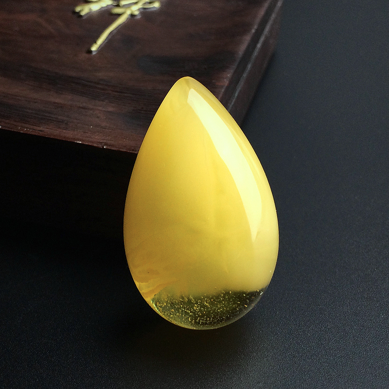 波罗的海天然金包蜜水滴吊坠 - 红掌柜