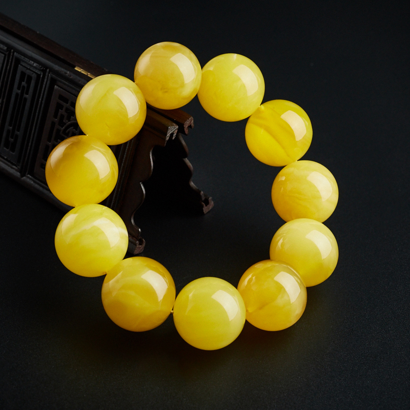 波罗的海天然鸡油黄蜜蜡手串-红掌柜