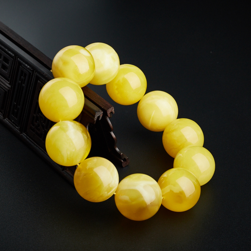 波罗的海天然鸡油黄蜜蜡手串-红掌柜