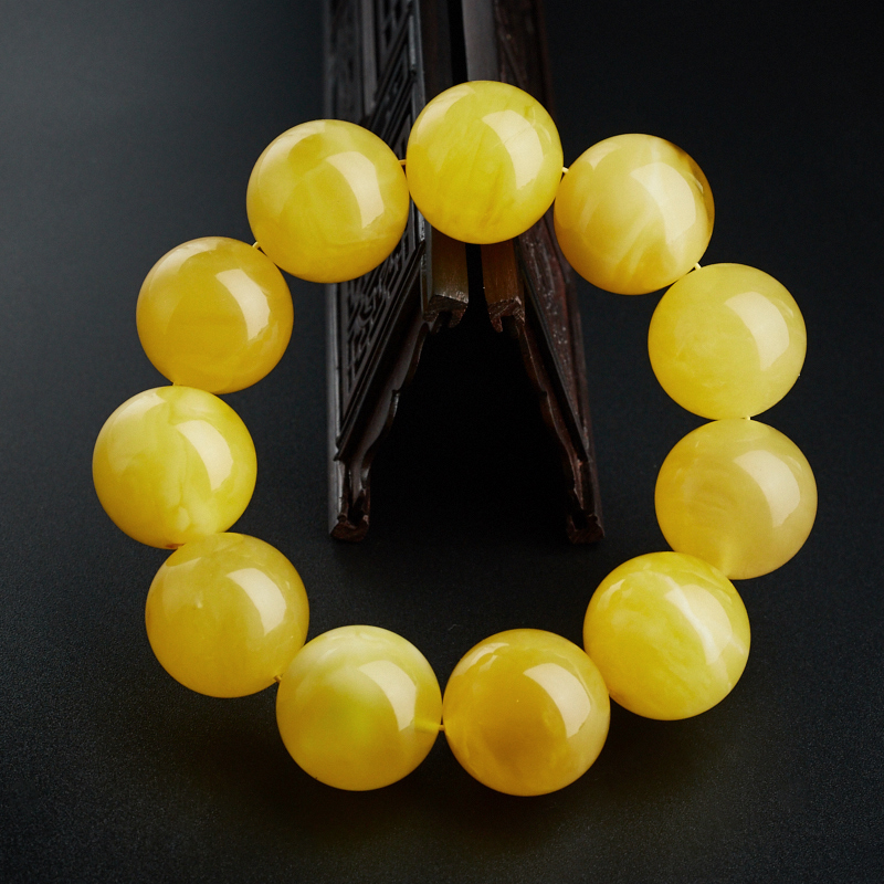 天然鸡油黄蜜蜡手串-红掌柜