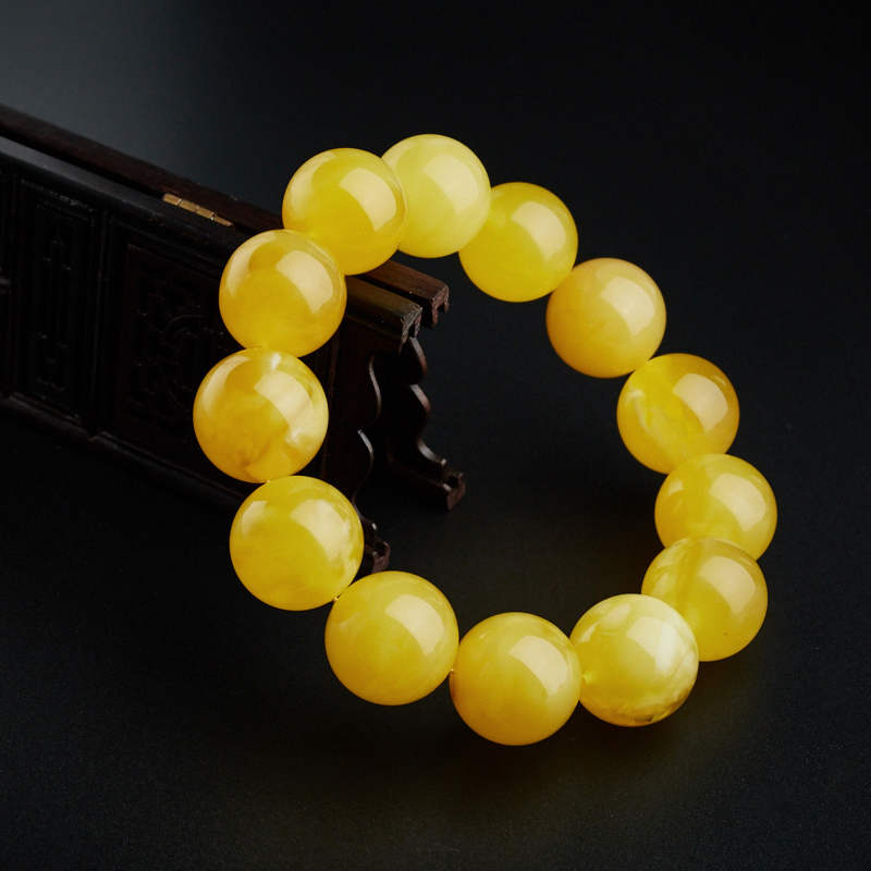 天然鸡油黄蜜蜡手串-红掌柜