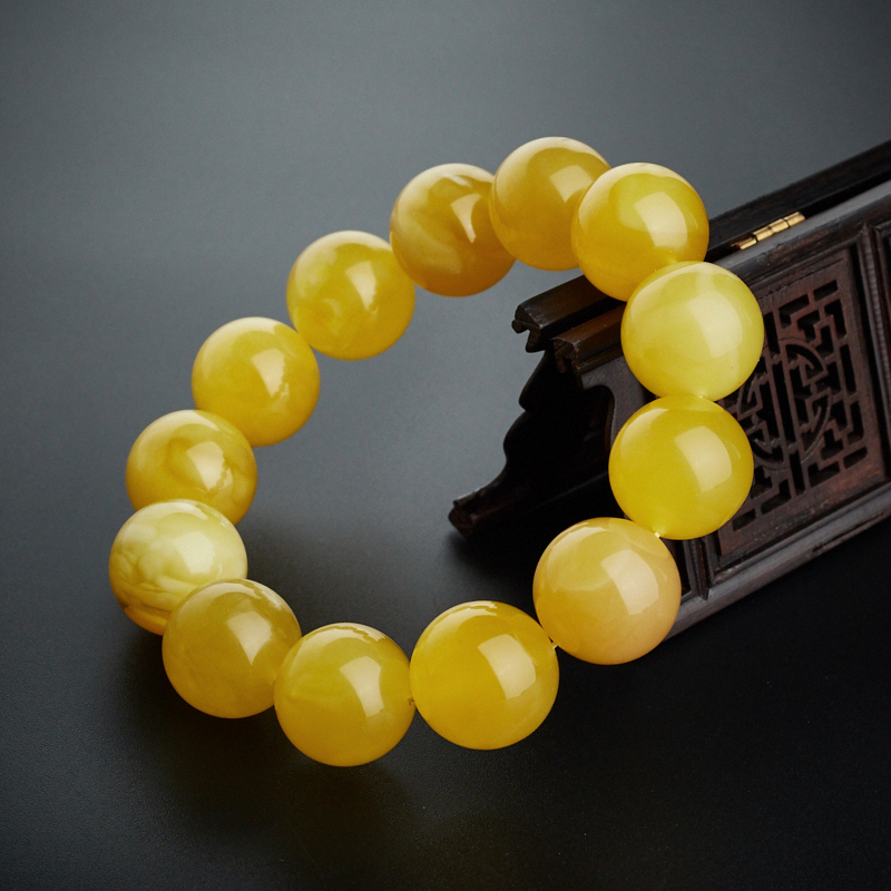 波罗的海鸡油黄蜜蜡手串-红掌柜