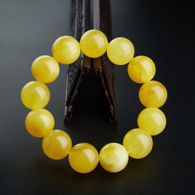 波罗的海天然鸡油黄蜜蜡手串-红掌柜