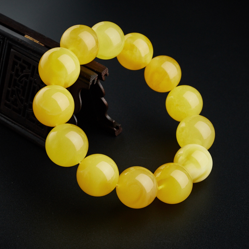 天然鸡油黄蜜蜡手串-红掌柜