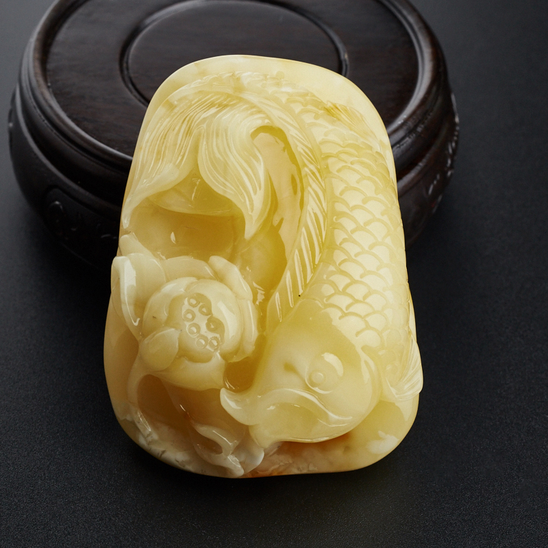 波罗的海天然满黄满蜜蜜蜡连年有余吊坠 - 红掌柜