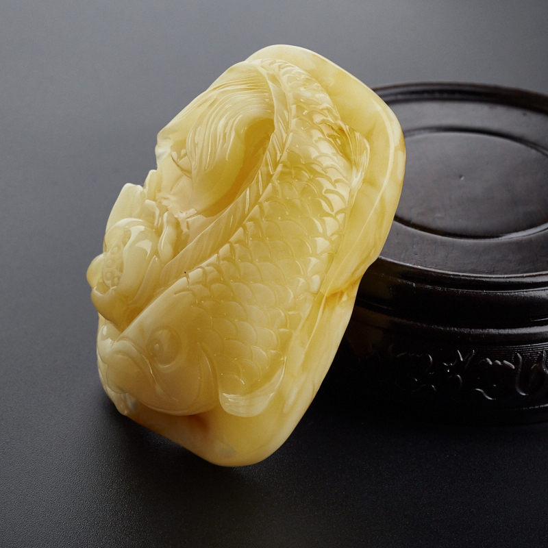 满黄满蜜蜜蜡连年有余吊坠 - 红掌柜