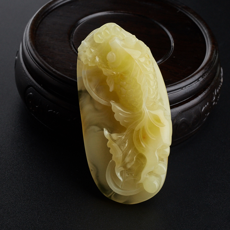 波罗的海天然满黄蜜蜡金鱼吊坠-红掌柜