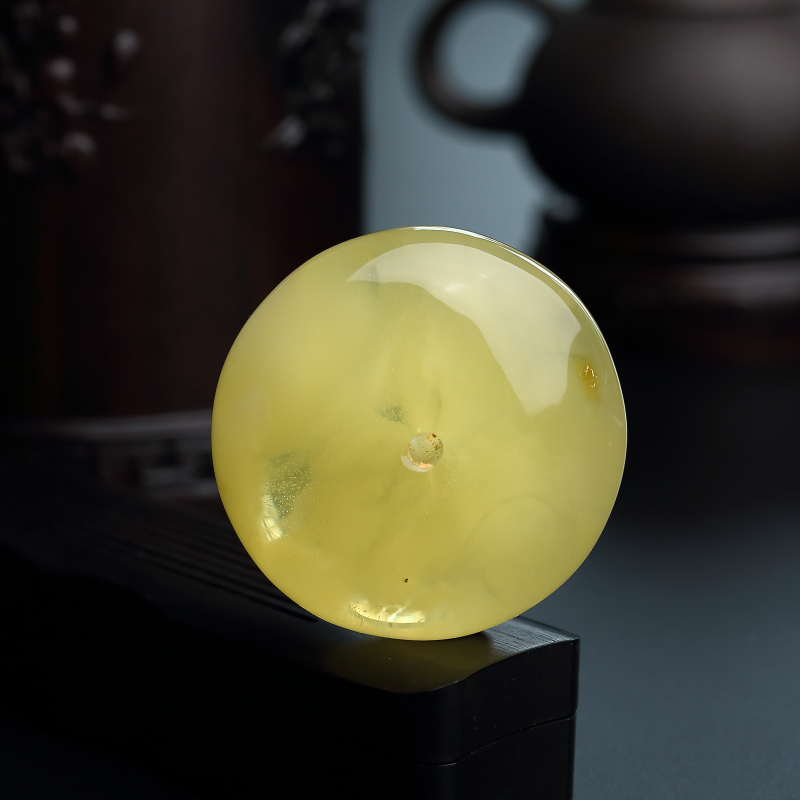 波罗的海天然柠檬黄蜜蜡平安扣吊坠-红掌柜