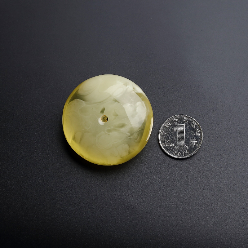 金包蜜柠檬黄蜜蜡平安扣吊坠-红掌柜