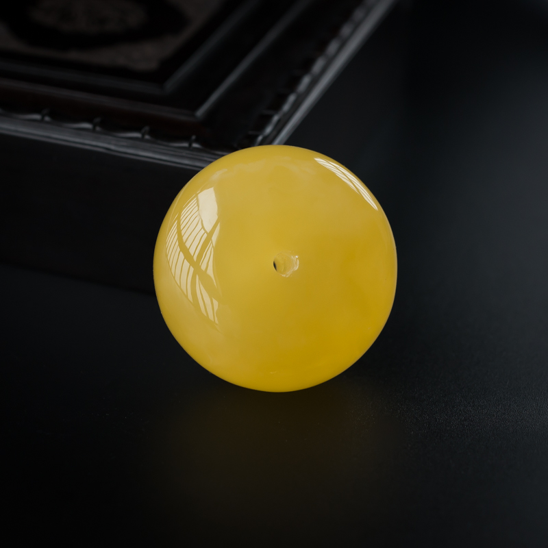 天然满蜜鸡油黄蜜蜡平安扣吊坠-红掌柜