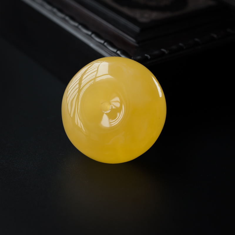 波罗的海满蜜鸡油黄蜜蜡平安扣吊坠-红掌柜