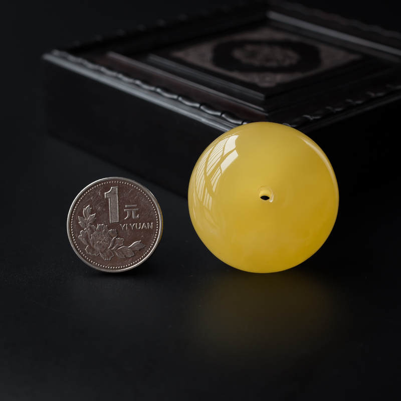 满蜜鸡油黄蜜蜡平安扣吊坠-红掌柜