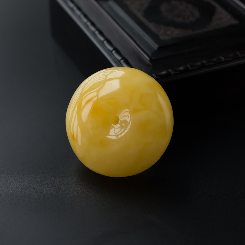 天然满蜜鸡油黄蜜蜡平安扣吊坠-红掌柜