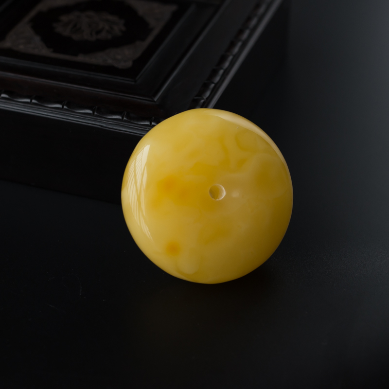 波罗的海满蜜鸡油黄蜜蜡平安扣吊坠-红掌柜