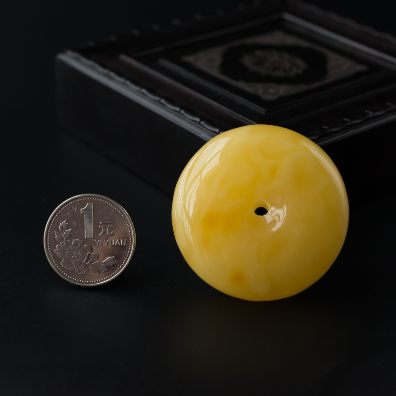 满蜜鸡油黄蜜蜡平安扣吊坠-红掌柜