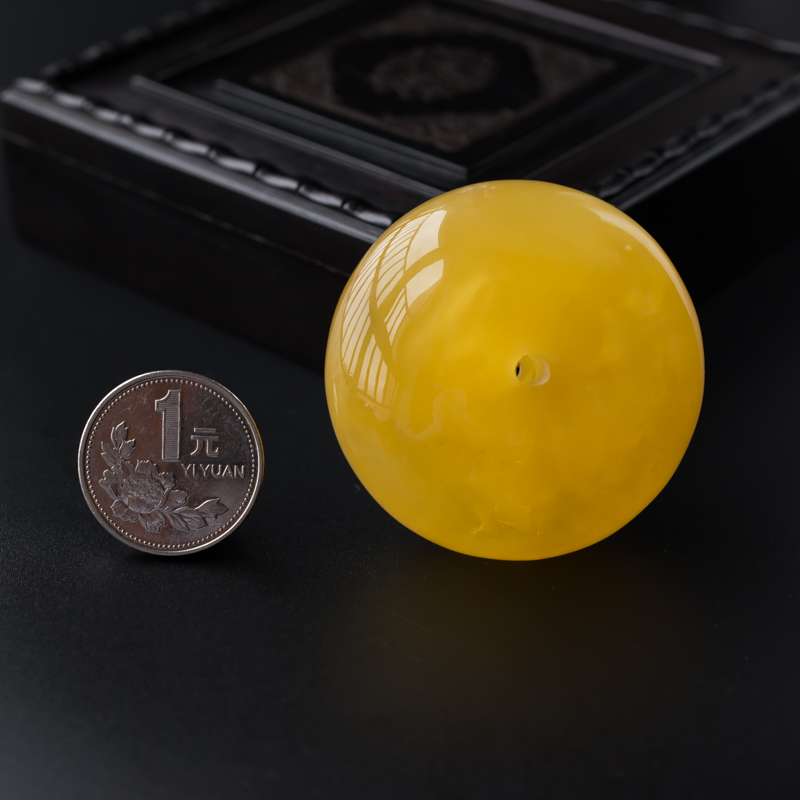 满蜜鸡油黄蜜蜡平安扣吊坠-红掌柜