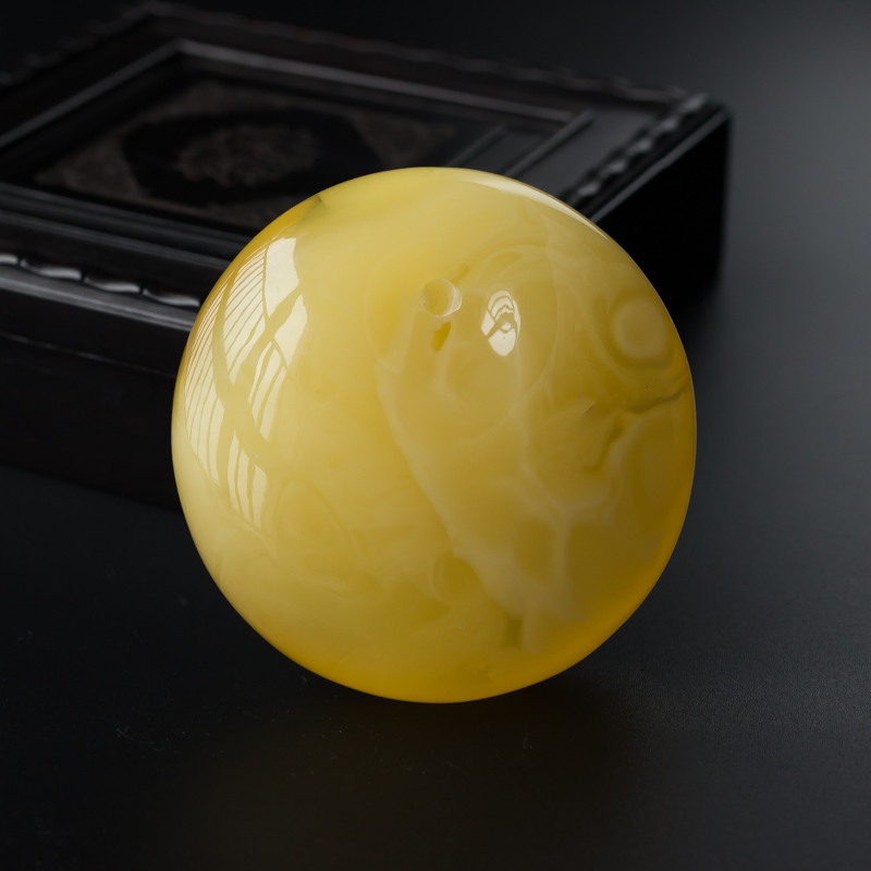 天然满蜜鸡油黄蜜蜡平安扣吊坠-红掌柜